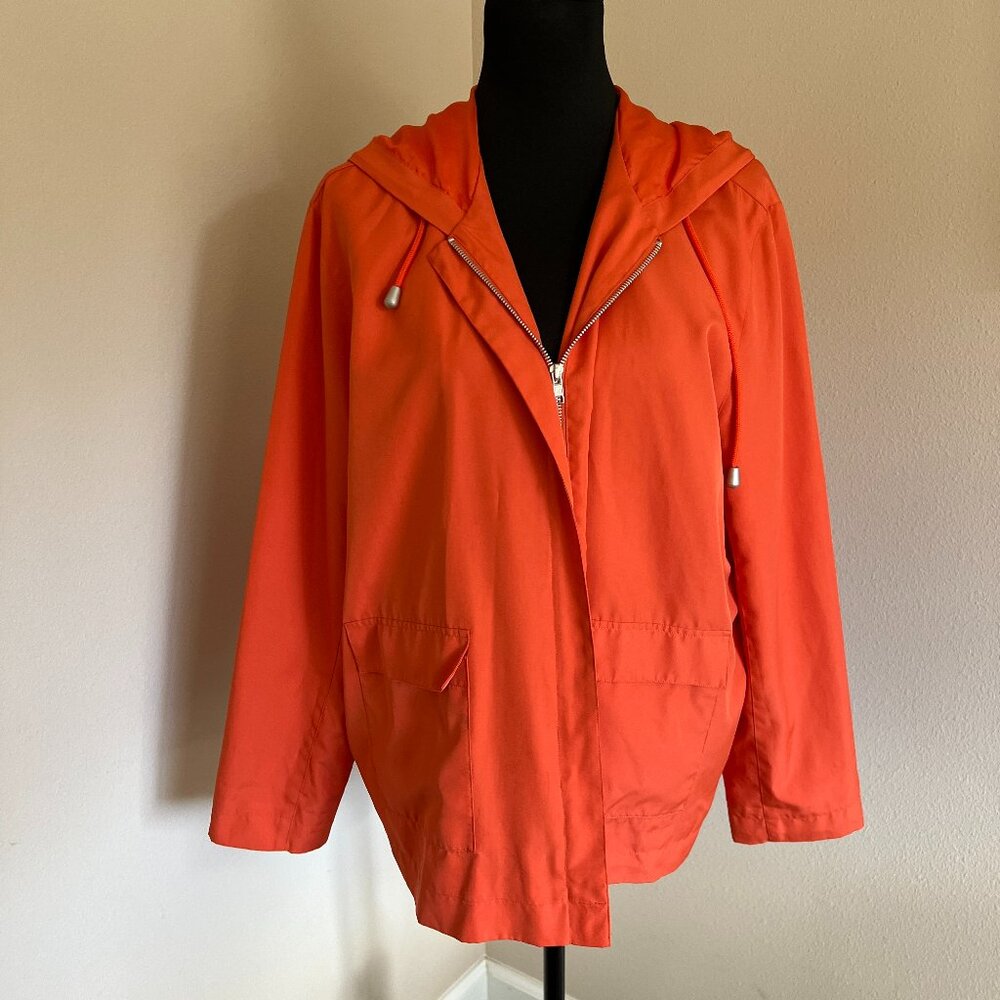 Casual Corner Lightweight Hooded Jacet Windbreaker - Size XL - Orange